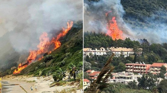 Image: Μεγάλη φωτιά στον Άγιο Στέφανο Κέρκυρας, καίει κοντά σε ξενοδοχείο -Μήνυμα 112 για εκκένωση της περιοχής