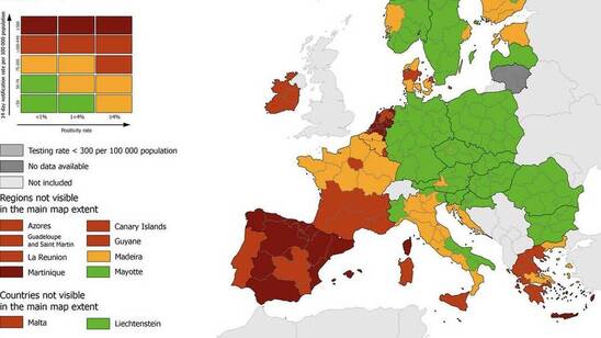 Image: Κορωνοϊός - Χάρτης ECDC: «Πορτοκαλί» σχεδόν όλη η χώρα - Στο «κόκκινο» η Κρήτη