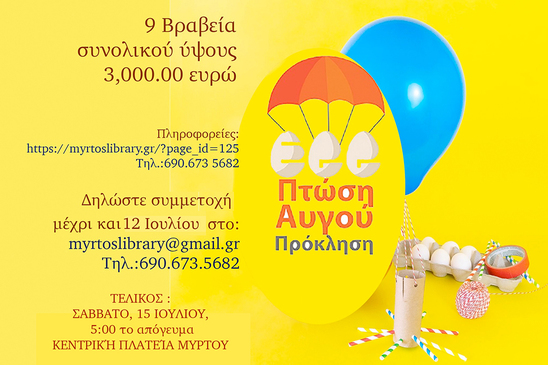 Image: Στις 15 Ιουλίου ο εφευρετικός διαγωνισμός με την «πτώση αυγών» στο Μύρτος!