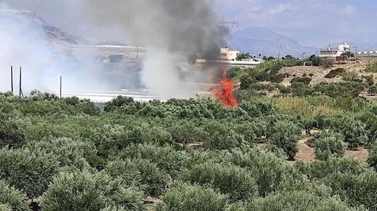 Image: Πυρκαγιά στην περιοχή Καλογέροι στην Ιεράπετρα