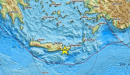 Image: Ισχυρός σεισμός 5,8 Ρίχτερ ανοιχτά της Ιεράπετρας 